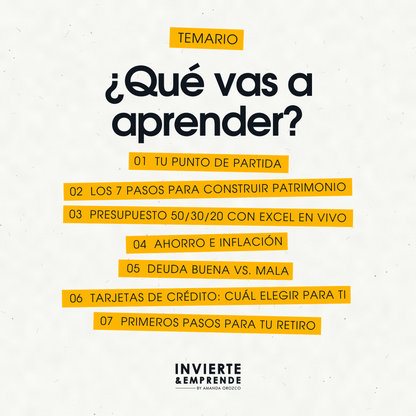 Taller Finanzas Personales - Sábado 21 Noviembre