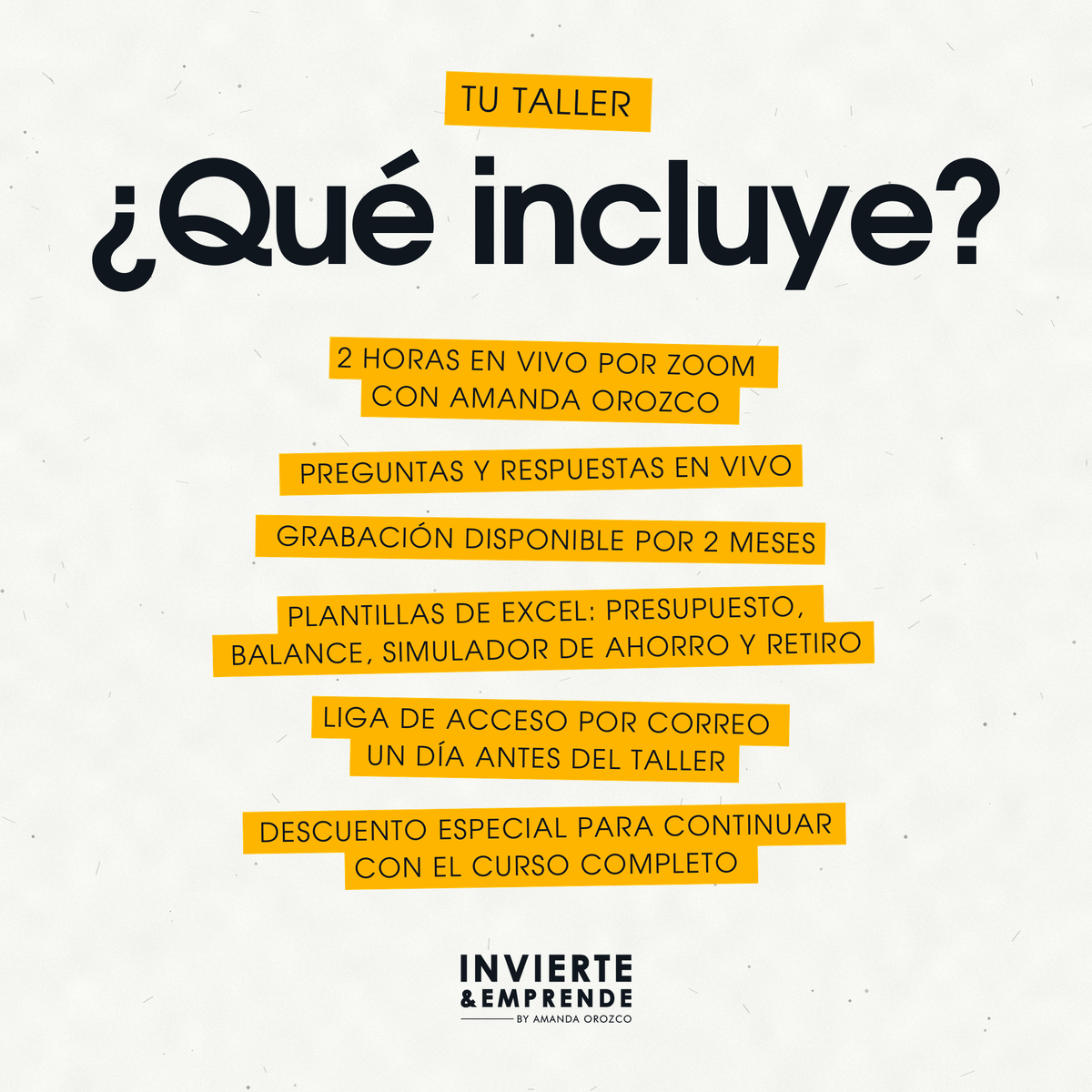 Taller Finanzas Personales - Sábado 21 Noviembre