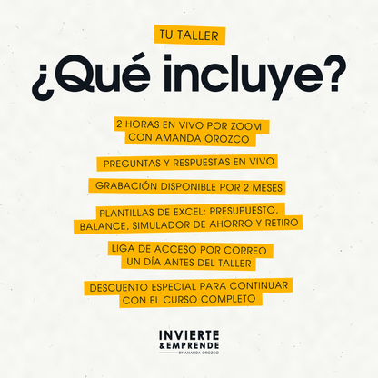 Taller Finanzas Personales - Sábado 21 Noviembre